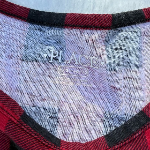 Children's Place Girls Red Buffalo Plaid Dress Size 10/12 L/S Skater Dress - Picture 3 of 8